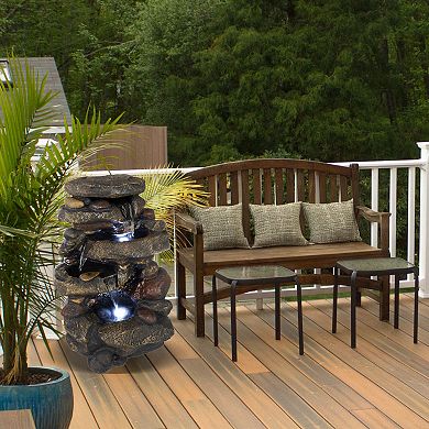 Pure Garden 3-Tier LED Outdoor Water Fountain