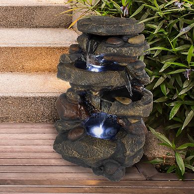 Pure Garden 3-Tier LED Outdoor Water Fountain