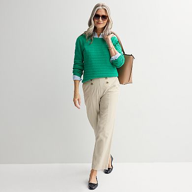 Women's Croft & Barrow® Crewneck Yoke Textured Pullover Sweater