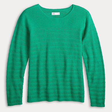 Women's Croft & Barrow® Crewneck Yoke Textured Pullover Sweater
