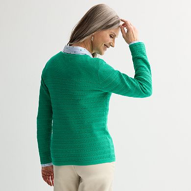 Women's Croft & Barrow® Crewneck Yoke Textured Pullover Sweater
