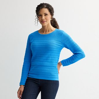Women's Croft & Barrow® Crewneck Yoke Textured Pullover Sweater