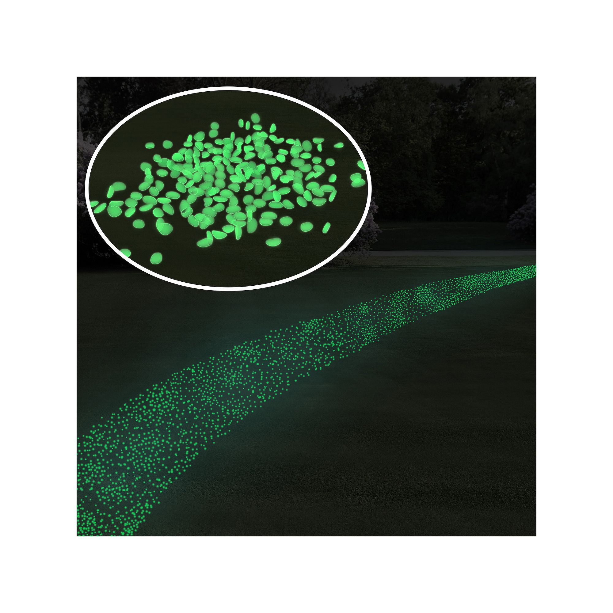 Pure Garden 200 Count Glow in the Dark Solar Pathway Garden Stones, Green