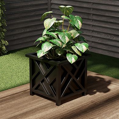 Pure Garden White Lattice Planter Box