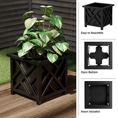 Pure Garden White Lattice Planter Box
