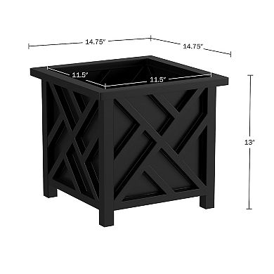 Pure Garden White Lattice Planter Box