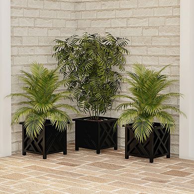 Pure Garden White Lattice Planter Box