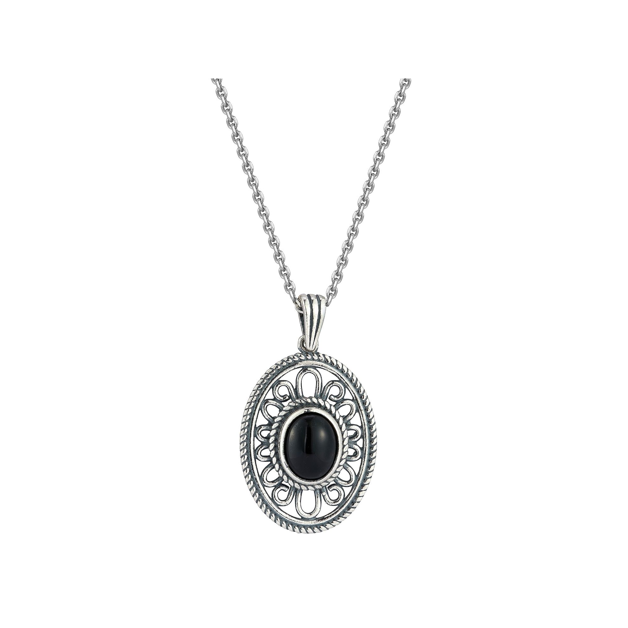 Sunkissed Sterling Sterling Silver Oxidized Lab-Created Black Onyx Pendant