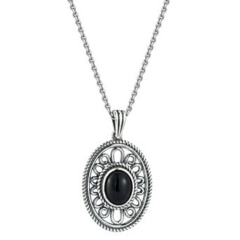 Sunkissed Sterling Sterling Silver Oxidized Lab-Created Black Onyx Pendant Necklace