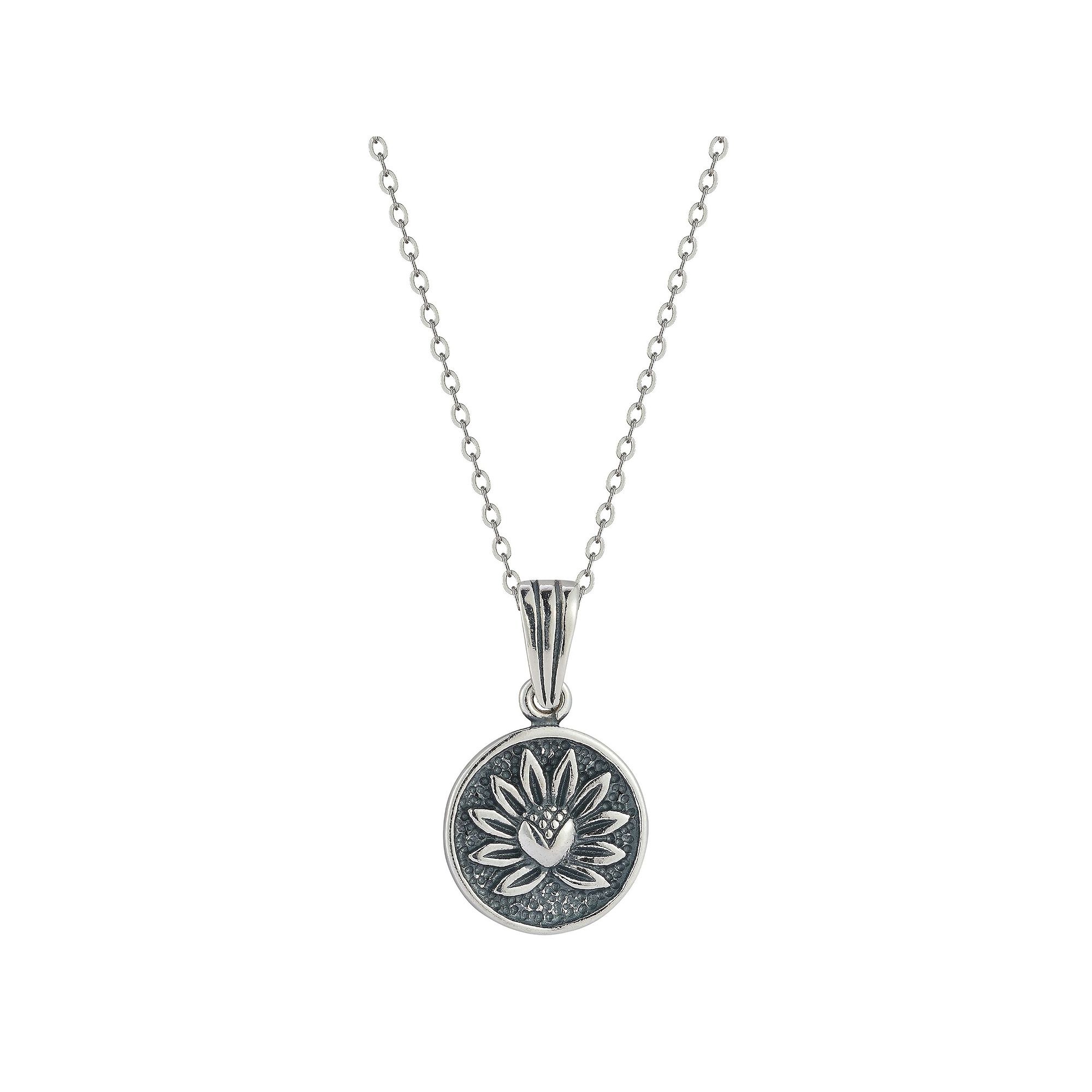 Sunkissed Sterling Sterling Silver Oxidized Flower Pendant Necklace, Women