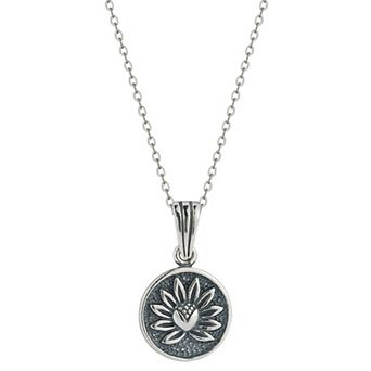 Sunkissed Sterling Sterling Silver Oxidized Flower Pendant Necklace
