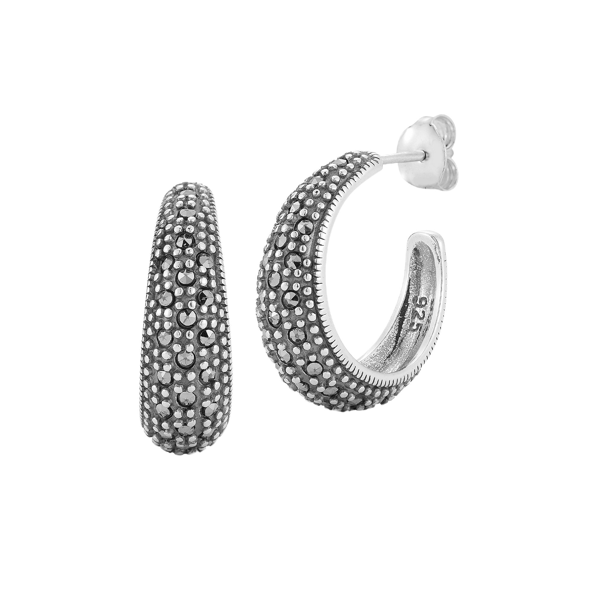 Sunkissed Sterling Sterling Silver Oxidized Cubic Zirconia Graduating Hoop 