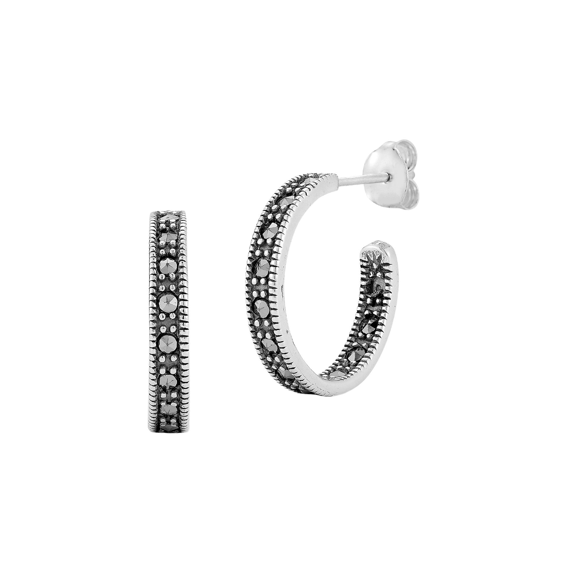 Sunkissed Sterling Sterling Silver Oxidized Inside Out Cubic Zirconia Hoop 