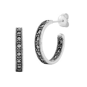 Sunkissed Sterling Sterling Silver Oxidized Inside Out Cubic Zirconia Hoop Earrings