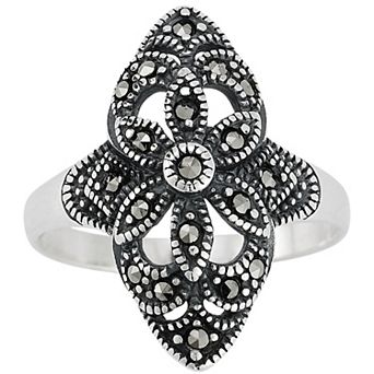 Sunkissed Sterling Sterling Silver Oxidized Cubic Zirconia Bold Flower Ring
