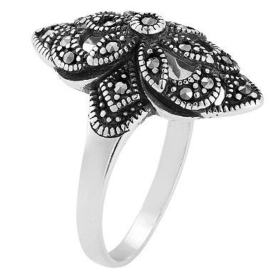Sunkissed Sterling Sterling Silver Oxidized Cubic Zirconia Bold Flower Ring
