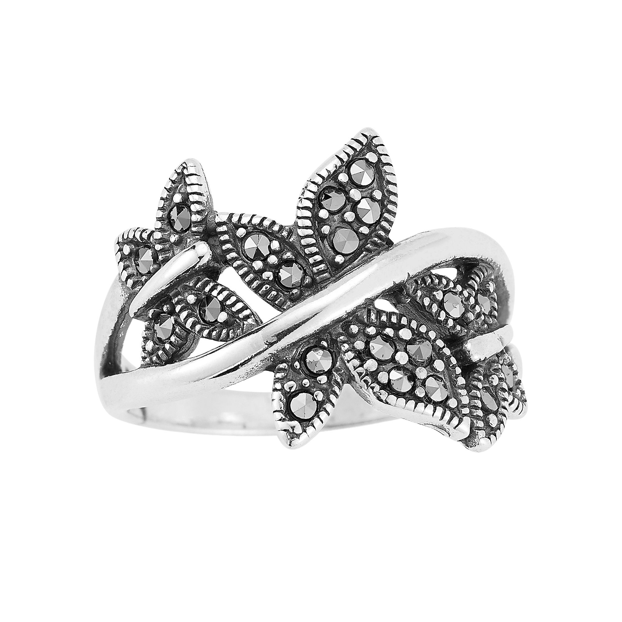 Sunkissed Sterling Sterling Silver Oxidized Cubic Zirconia Tri Butterfly Ri