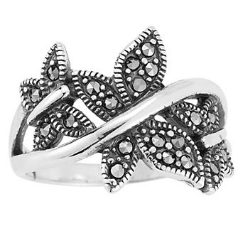 Sunkissed Sterling Sterling Silver Oxidized Cubic Zirconia Tri Butterfly Ring