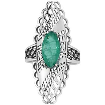 Sunkissed Sterling Sterling Silver Oxidized Lab-Created Emerald Triplet Ring