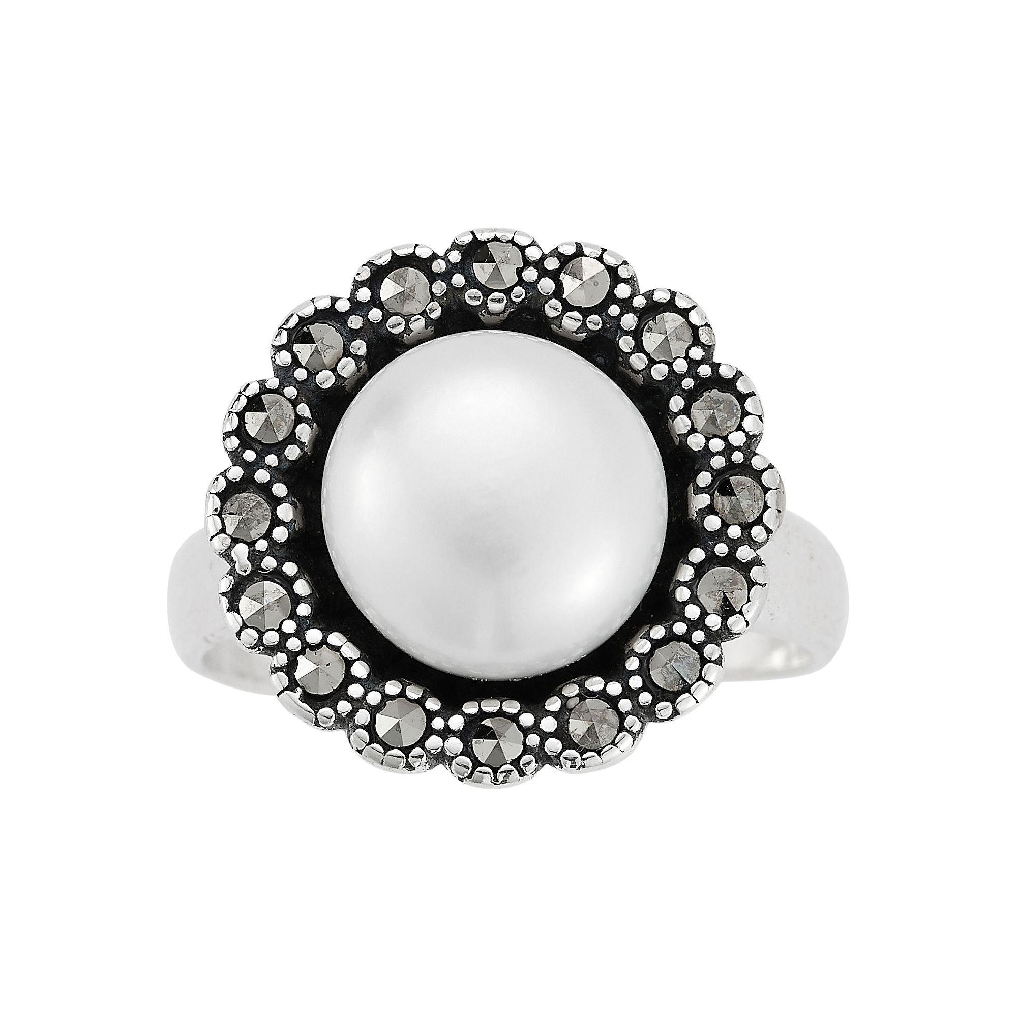 Sunkissed Sterling Sterling Silver Oxidized Cubic Zirconia and Cultured Fre