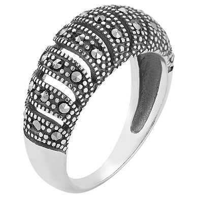 Sunkissed Sterling Sterling Silver Oxidized Cubic Zirconia Wave Dome Ring