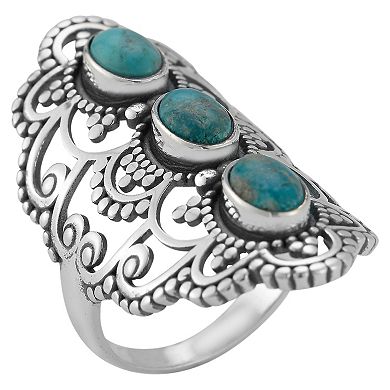 Sunkissed Sterling Sterling Silver Oxidized Tri Turquoise Ring