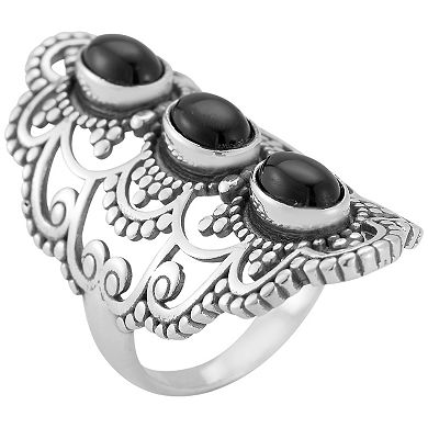 Sunkissed Sterling Sterling Silver Oxidized Tri Black Onyx Ring