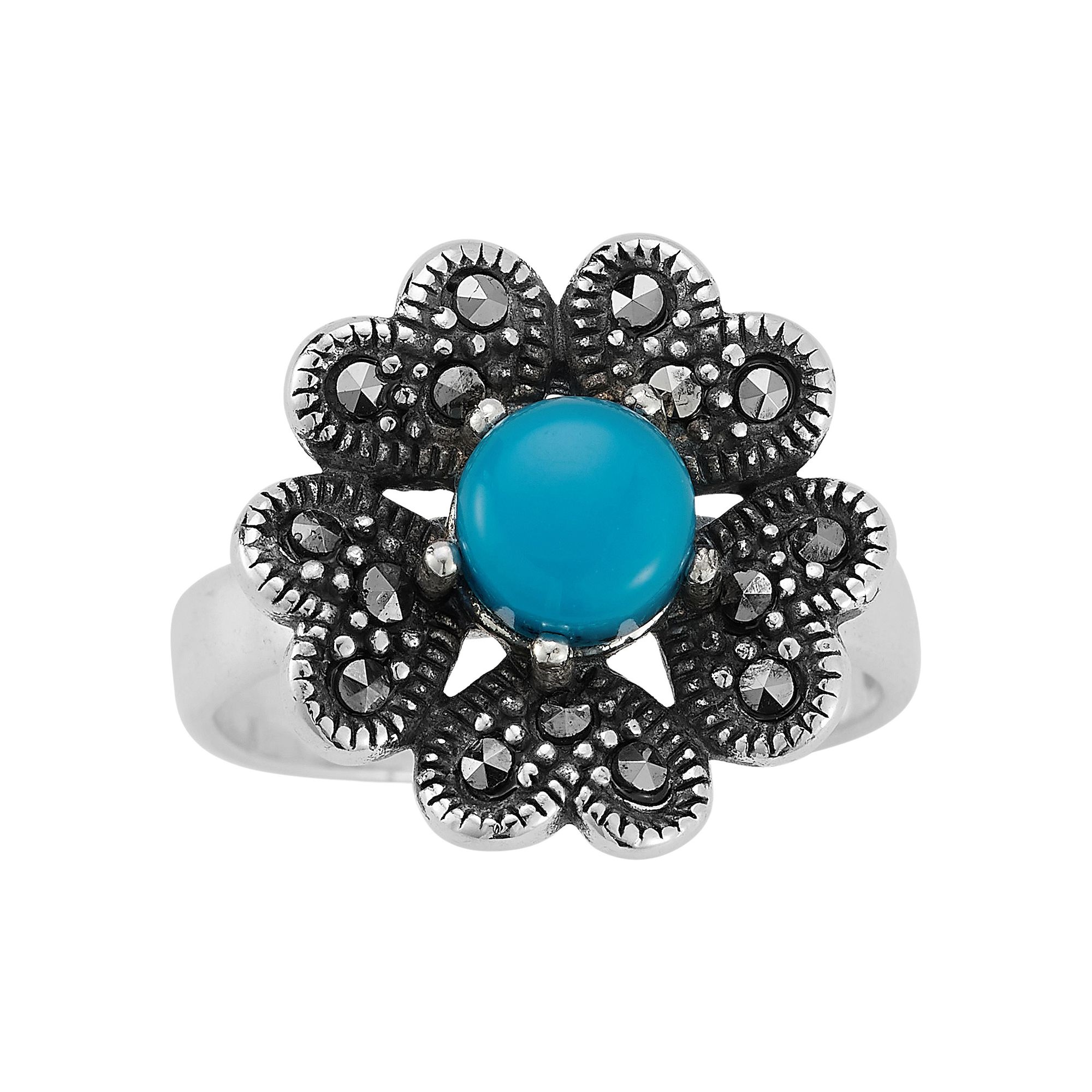 Sunkissed Sterling Sterling Silver Oxidized Turquoise & Cubic Zirconia Flow