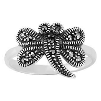 Sunkissed Sterling Sterling Silver Oxidized Cubic Zirconia Dragonfly Ring