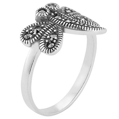 Sunkissed Sterling Sterling Silver Oxidized Cubic Zirconia Dragonfly Ring