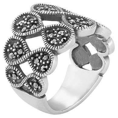 Sunkissed Sterling Cubic Zirconia Oxidized Hourglass Ring