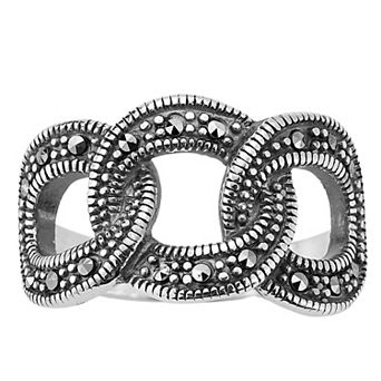 Sunkissed Sterling Cubic Zirconia Oxidized Bold Link Ring