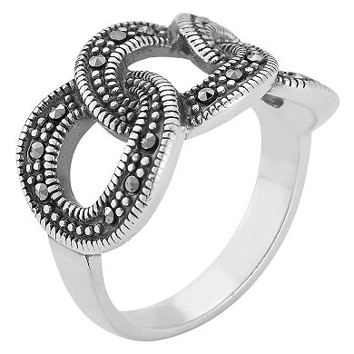 Sunkissed Sterling Cubic Zirconia Oxidized Bold Link Ring