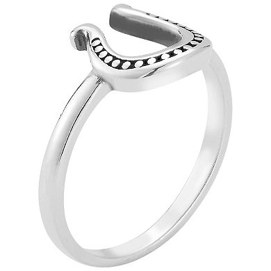 Sunkissed Sterling Oxidized Horseshoe Ring