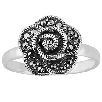 Sunkissed Sterling Cubic Zirconia Oxidized Rose Ring