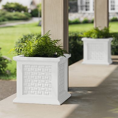 Pure Garden Gray Faux Rattan Planter Box