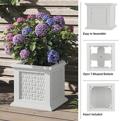 Pure Garden Gray Faux Rattan Planter Box