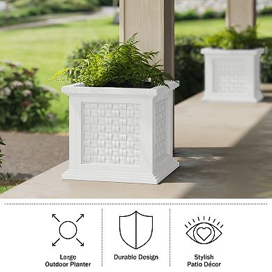 Pure Garden Gray Faux Rattan Planter Box