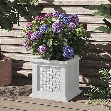 Pure Garden Gray Faux Rattan Planter Box