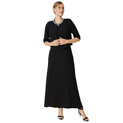 jessica london plus size women's 2-piece beaded jacket dress feminine lace and a