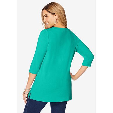 Jessica London Women's Plus Size Stretch Knit Zip Tunic
