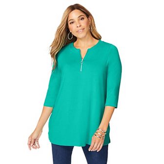 Jessica London Women's Plus Size Stretch Knit Zip Tunic
