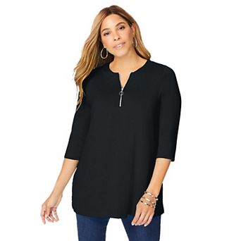 Jessica London Women's Plus Size Stretch Knit Zip Tunic
