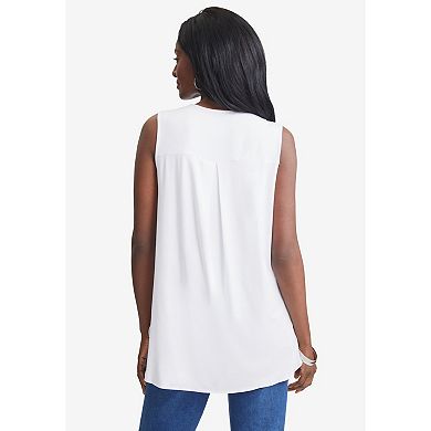 Jessica London Women's Plus Size Stretch Knit Hi-low Zip Tunic