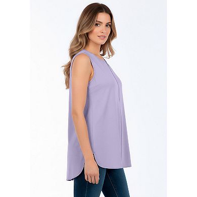 Jessica London Women's Plus Size Stretch Knit Hi-Low Zip Tunic