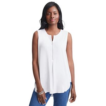 Jessica London Women's Plus Size Stretch Knit Hi-Low Zip Tunic