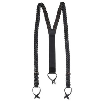 Men's Leather Turner Braided Button-end Suspenders
