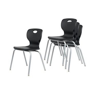 School Student Stack Chair - Comfortable Molded Seat with Robust Riveted Frame - Pack of 4 Chairs