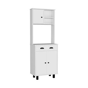 Kitchen Pantry 67" H with Two Cabinets, Two Open Shelves, and One Drawer
