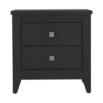 DEPOT E-SHOP Oasis Nightstand, Two Drawers, Four Legs, Superior Top, Black